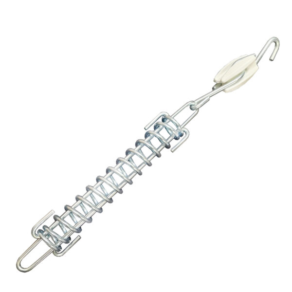 162-70602 Veerset, witte ei-isolator met haak en spanveer