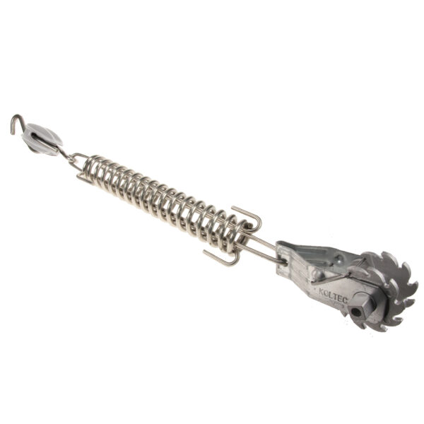 162-70603 Veerset, met spanner, witte ei-isolator met gegalvaniseerde haken en veer